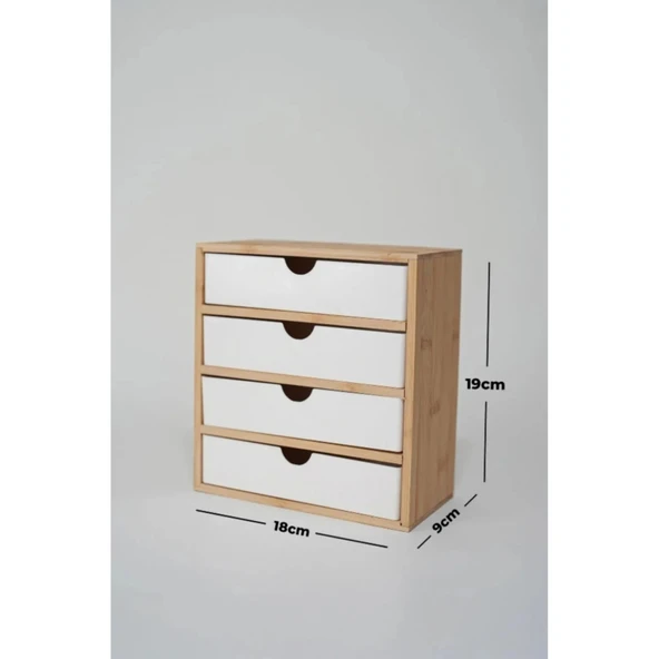 Piev Bambu 4 Çekmeceli Kozmetik Takı Düzenleyici Organizer - 2