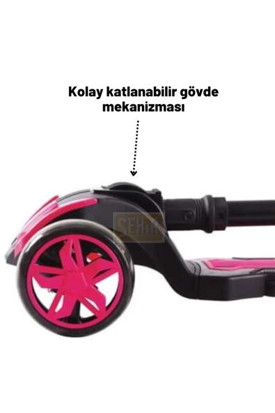 Furkan ToysCool Wheels Led Işıklı Oturaklı Pembe Combo Scooter FR59564 - 4