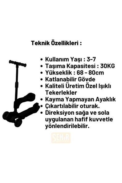 Furkan ToysCool Wheels Led Işıklı Oturaklı Pembe Combo Scooter FR59564 - 7