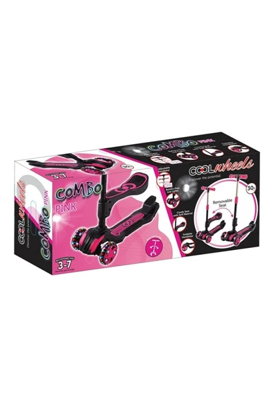 Furkan ToysCool Wheels Led Işıklı Oturaklı Pembe Combo Scooter FR59564 - 6