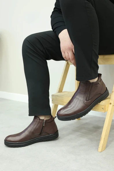 Hakiki Deri Kürklü  Erkek Klasik Bot 711KMA131 - Resim 10