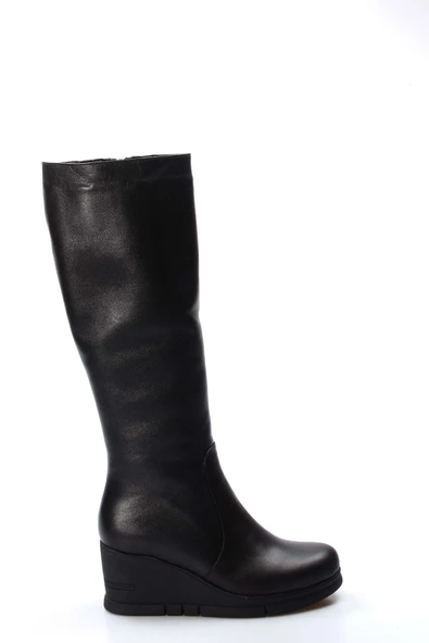 Hakiki Deri Kürklü  Kadın Dolgu Topuk Çizme 064KZA1006 - Resim 2