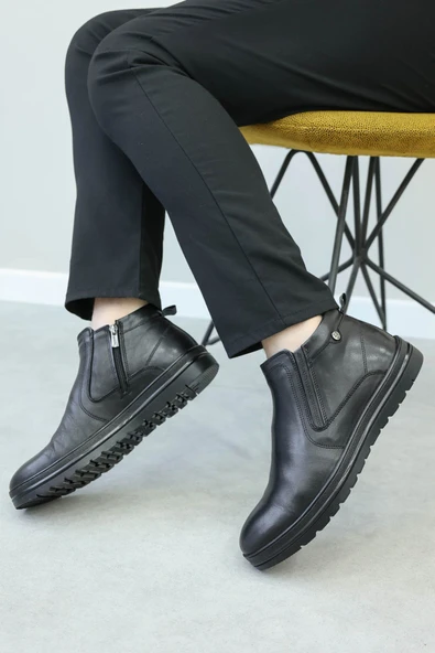 Hakiki Deri Kürklü  Erkek Klasik Bot 711KMA131 - Resim 5