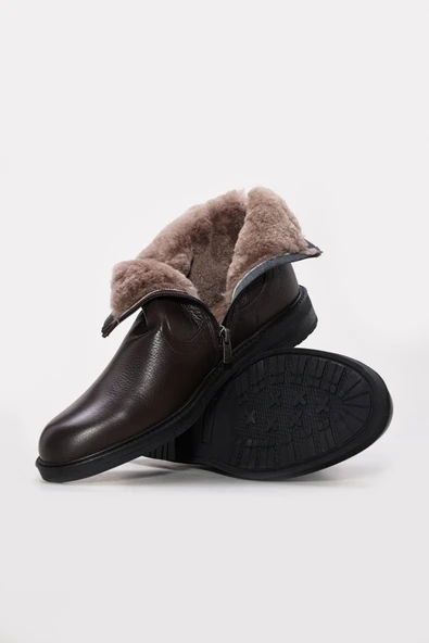 Hakiki Deri Kürklü  Erkek Klasik Bot 408KMA123 - Resim 10
