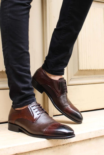 Hakiki Deri Kösele  Erkek Klasik Ayakkabı 237MA574 - Resim 7