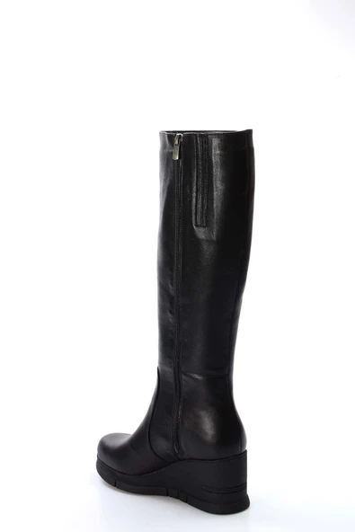 Hakiki Deri Kürklü  Kadın Dolgu Topuk Çizme 064KZA1006 - Resim 3