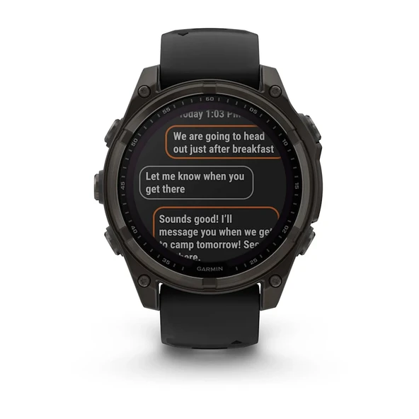 Garmin Fenix 8 - 47 mm Solar Sapphire Karbon Gri DLC Titanyum Siyah/Gri Silikon Kayışlı - 7