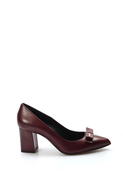 Hakiki Deri  Kadın Kalın Topuklu Ayakkabı 019ZA8069 - Resim 6