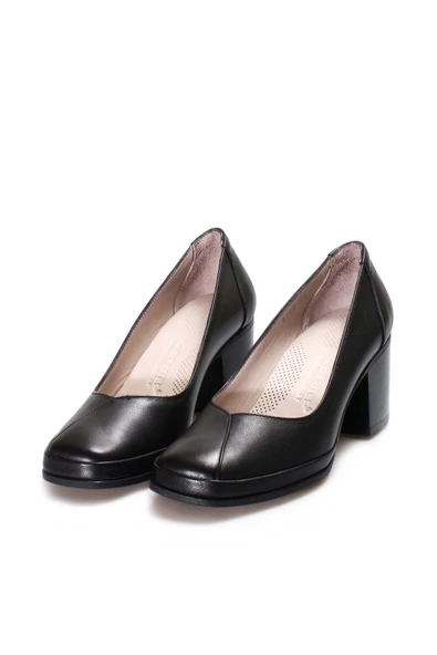 Hakiki Deri  Kadın Kalın Topuklu Ayakkabı 889ZA5313 - Resim 5