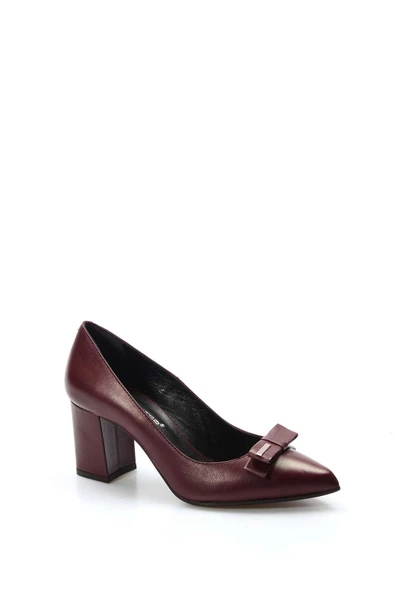 Hakiki Deri  Kadın Kalın Topuklu Ayakkabı 019ZA8069 - Resim 8