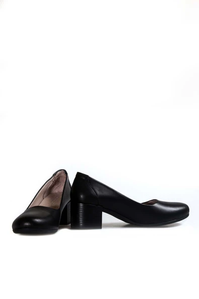 Hakiki Deri  Kadın Kalın Topuklu Ayakkabı 889ZA5370 - Resim 4