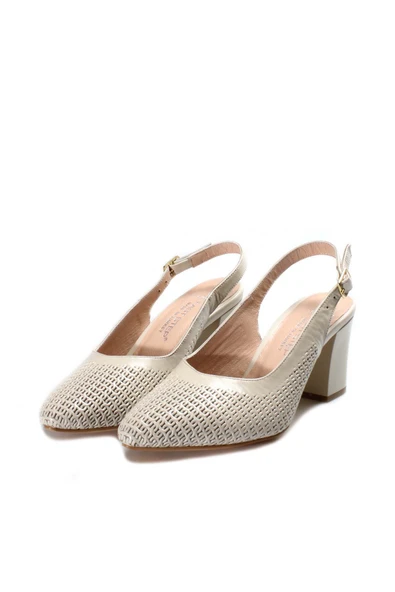 Hakiki Deri  Kadın Kalın Topuklu Ayakkabı 064ZA360 - Resim 6