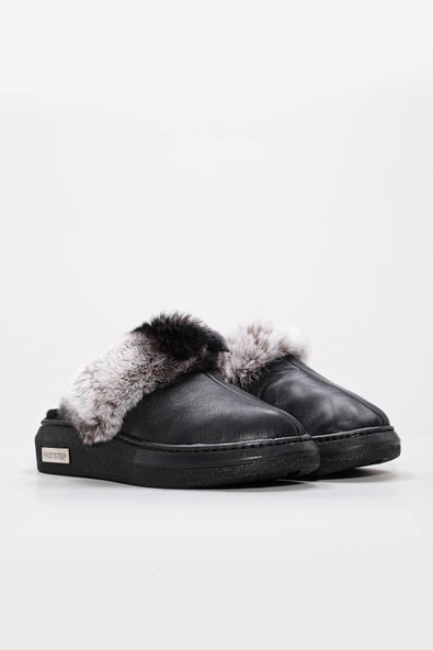 Hakiki Deri Kürklü  Kadın Ev Terlik 733ZA001 - Resim 5