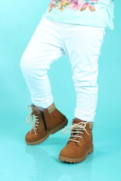 Hakiki Deri Kürklü  Unisex Çocuk Worker Bot 006KPA1002 - Resim 5