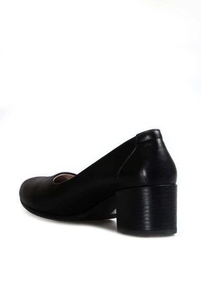 Hakiki Deri  Kadın Kalın Topuklu Ayakkabı 889ZA5370 - Resim 2