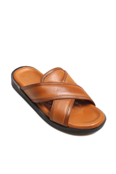 Hakiki Deri  Erkek Düz Terlik 018MAM-65-C-2 - Resim 7