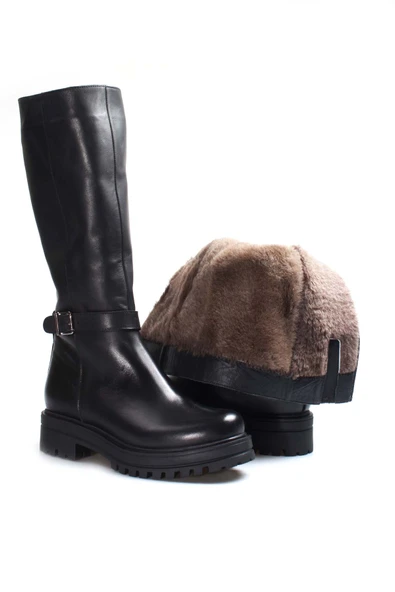 Hakiki Deri Kürklü  Kadın Klasik Çizme 757KZA22500 - Resim 6