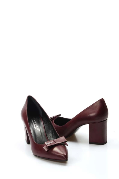 Hakiki Deri  Kadın Kalın Topuklu Ayakkabı 019ZA8069 - Resim 9