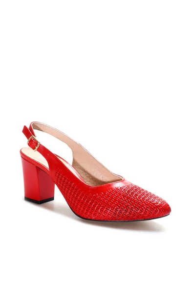 Hakiki Deri  Kadın Kalın Topuklu Ayakkabı 064ZA360 - Resim 10