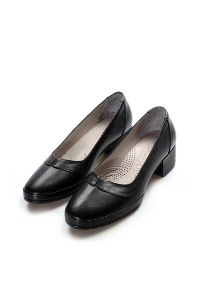 Hakiki Deri  Kadın Kalın Topuklu Ayakkabı 889ZA5156 - Resim 7