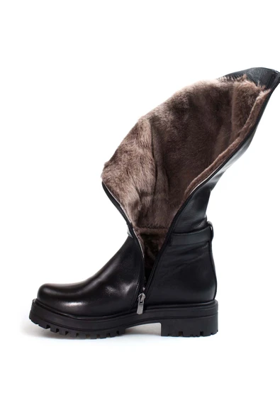 Hakiki Deri Kürklü  Kadın Klasik Çizme 757KZA22500 - Resim 5