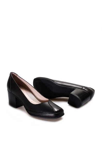 Hakiki Deri  Kadın Kalın Topuklu Ayakkabı 889ZA5313 - Resim 4