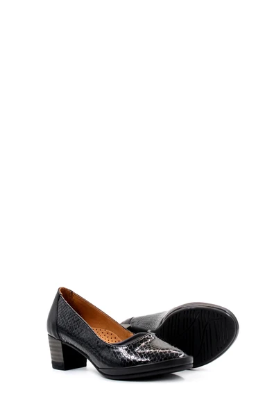 Hakiki Deri  Kadın Kalın Topuklu Ayakkabı 411ZA277 - Resim 4