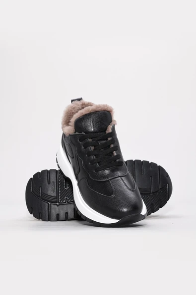 Hakiki Deri Kürklü  Kadın Casual Ayakkabı 136KZA502-2 - Resim 4