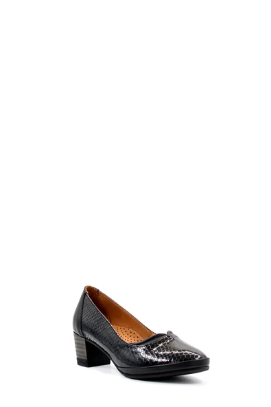 Hakiki Deri  Kadın Kalın Topuklu Ayakkabı 411ZA277 - Resim 3