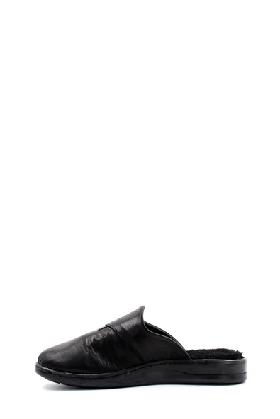 Hakiki Deri Kürklü  Erkek Düz Terlik 733MA0025 - Resim 2