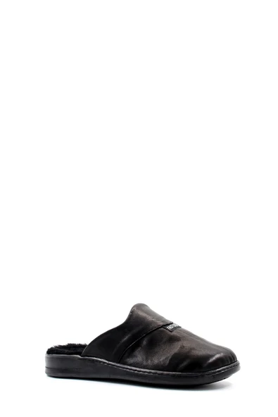 Hakiki Deri Kürklü  Erkek Düz Terlik 733MA0025 - Resim 3