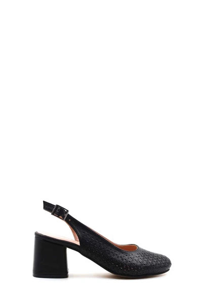 Hakiki Deri  Kadın Kalın Topuklu Ayakkabı 129ZA01 - Resim 11