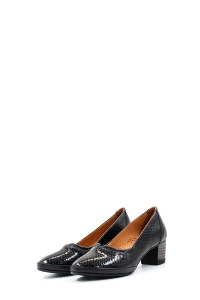 Hakiki Deri  Kadın Kalın Topuklu Ayakkabı 411ZA277 - Resim 5