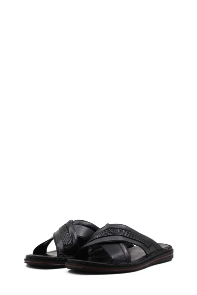 Hakiki Deri  Erkek Düz Terlik 128MA173 - Resim 5