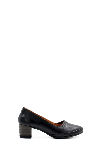 Hakiki Deri  Kadın Kalın Topuklu Ayakkabı 411ZA277 - Resim 7