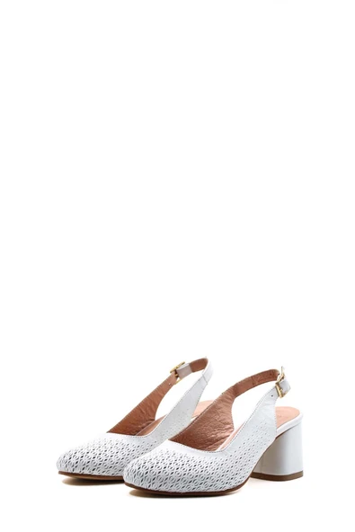 Hakiki Deri  Kadın Kalın Topuklu Ayakkabı 129ZA01 - Resim 5