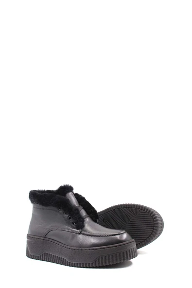 Hakiki Deri Kürklü  Kadın Kalın Topuklu Bot 408KZA0510-02 - Resim 3