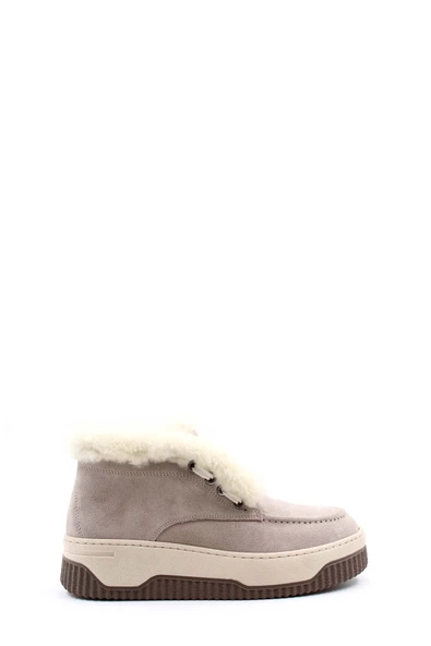 Hakiki Deri Kürklü  Kadın Kalın Topuklu Bot 408KZA0510-02 - Resim 5