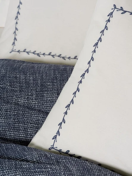 Cotton Box Embrova Şönil Çift Kişilik Yatak Örtüsü/Pike Takımı Loom Lacivert - Resim 2