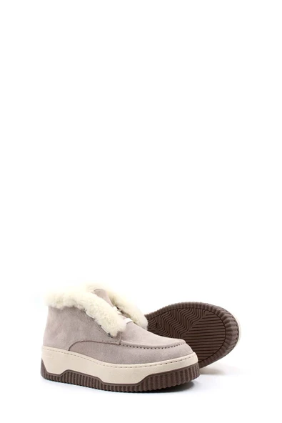 Hakiki Deri Kürklü  Kadın Kalın Topuklu Bot 408KZA0510-02 - Resim 7