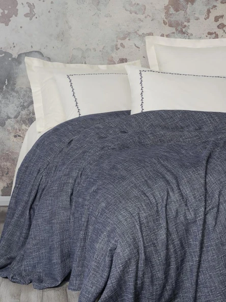 Cotton Box Embrova Şönil Çift Kişilik Yatak Örtüsü/Pike Takımı Loom Lacivert - Resim 3