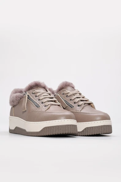 Hakiki Deri Kürklü  Kadın Casual Ayakkabı 142KZA15 - Resim 11