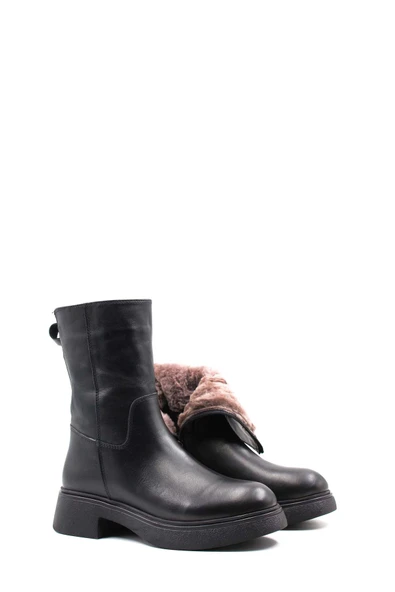 Hakiki Deri Kürklü  Kadın Klasik Bot 124KZA2415 - Resim 5