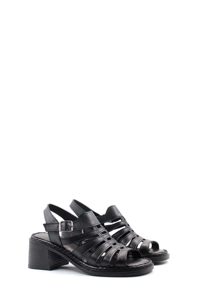 Hakiki Deri Kadın Dolgu Topuk Sandalet 621ZA937L - 10