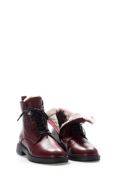 Hakiki Deri Kürklü  Kadın Klasik Bot 916KZA3798 - Resim 4