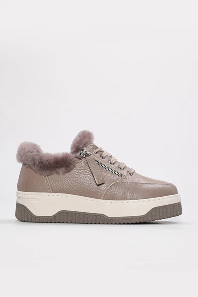 Hakiki Deri Kürklü  Kadın Casual Ayakkabı 142KZA15 - Resim 8