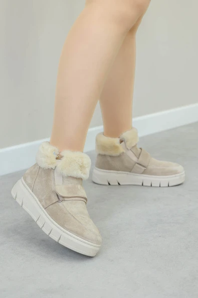 Hakiki Deri Kürklü  Kadın Klasik Bot 916KZA3700 - Resim 10