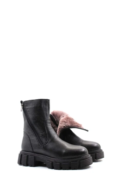 Hakiki Deri Kürklü  Kadın Klasik Bot 710KZA6002 - Resim 6