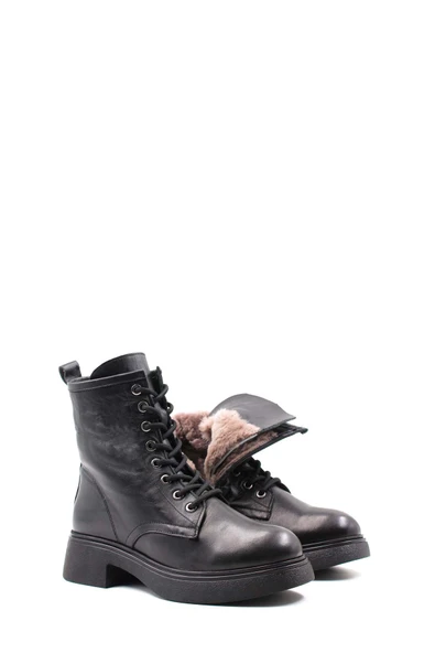 Hakiki Deri Kürklü  Kadın Klasik Bot 124KZA2420 - Resim 5