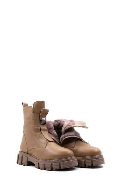 Hakiki Deri Kürklü  Kadın Klasik Bot 710KZA6005 - Resim 10